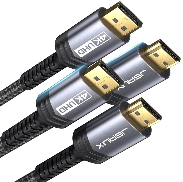 Main image of 4K DisplayPort to HDMI Cable Adapter 2Pack 6.6FT, JSAUX DP to HDMI Male UHD 4K@30Hz/2K@60/1080P@120 Nylon Braided Uni-Directional HDTV Cord for Dell, Monitor, Projector, Desktop, AMD, NVIDIA,Lenovo,HP