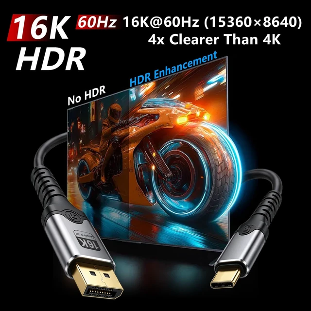 Alt view image 4 of 7 - Poyiccot USB-C to DisplayPort 16K@60Hz Spring Coiled Cable, 80Gbps DP2.1 High-Speed Retractable USB C to DisplayPort Cord for Laptop, Monitor, Projectors, Surface, Thunderbolt 3/4/5, 5FT