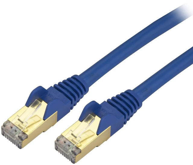 Alt view image 2 of 3 - StarTech 12ft Cat6a Snagless Ethernet Cable, Blue (C6ASPAT12BL) | 100W PoE delivery, Gold-plated RJ45, Patch Cable, Ethernet Cord, 10 Gigabit, 10GbE, Network, TIA, 26AWG copper, Shielded