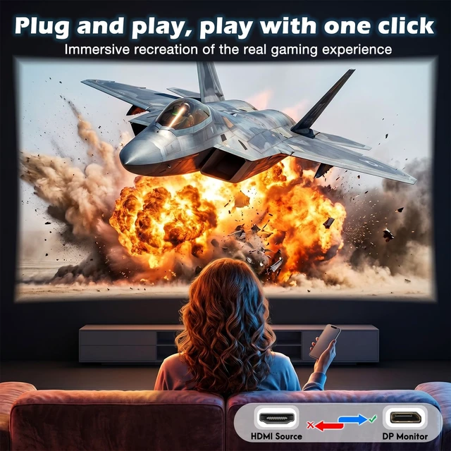 Alt view image 5 of 7 - Active HDMI to DisplayPort Cable Uni-Directional 10FT (4K@60Hz/1080P@120Hz) | HDMI Source to DP Monitor Adapter Display Port Cord Compatible with Laptop, AMD, NVIDIA, PS5, Xbox and More