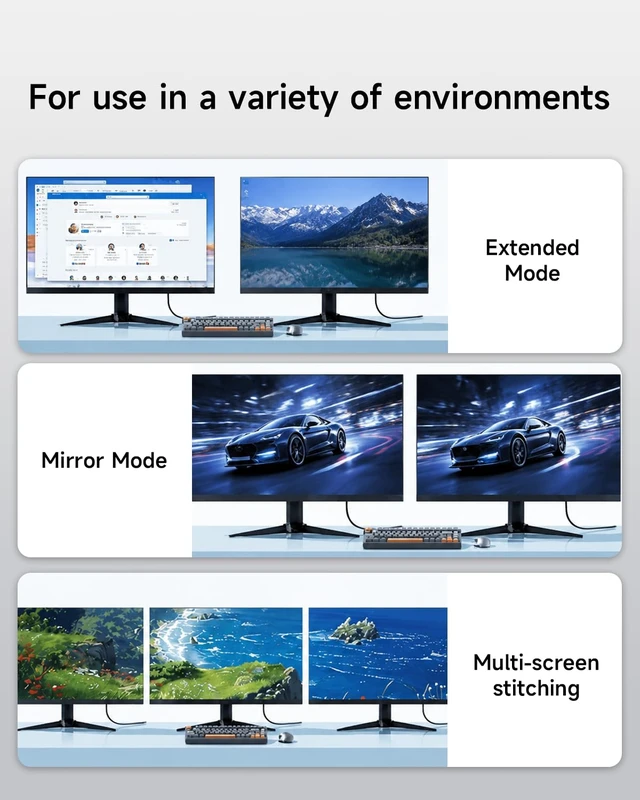 Alt view image 3 of 7 - 3 ft 8k dp to hdmi cable, active unidirectional supports 8k@60hz,mirror | 4k@120hz extend,multi-screen splicing modes,plug-and-play for computers,monitors,projectors,male-to-male aluminum connectors