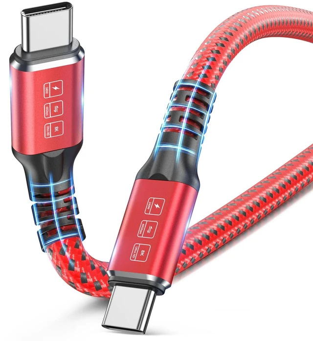 Main image of Thunderbolt 4 Cable 3.3FT 240W USB4 Cable Supports 40Gbps High-Speed Data Transfer/8K/Dual 4k Display USB C to USB C Cable Fast Charging for Thunderbolt 4/3 Monitor/Hub/Docking Stations and More Red