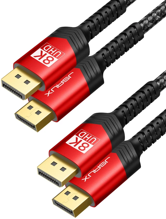 Main image of JSAUX 8K Displayport Cable 1.4, DP to DP Cable 10ft+10ft, Red | 8K@60Hz, 2K@240Hz, 4K@144Hz, 32.4Gbps, Compatible with Gaming Laptop PC Computer Monitor
