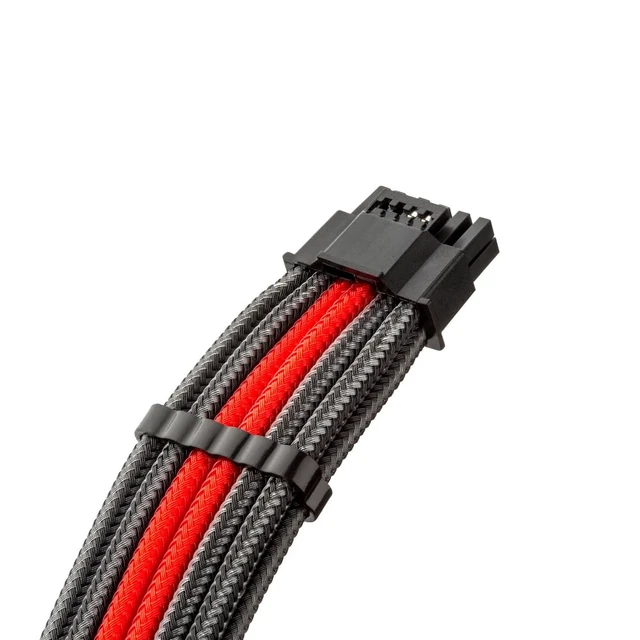 Alt view image 2 of 4 - CableMod Pro ModMesh Universal 12V-2x6 PCIe Cable (Black + Red, 16p to 16p) | Nylon Pro Series. 16-pin to 16-pin, 60cm. 12V-2x6 StealthSense connector. Any PSU with native 12V-2x6 output.