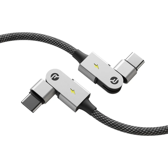 Alt view image 2 of 7 - Raycon Magic Spin Cable - 6.6 Feet 100W Fast Charging Type C to Type C Cable for iPhone 16, Samsung Galaxy S24, Google Pixel 7, OnePlus 11, iPad Pro, MacBook Air (Black, 6.6 Feet)