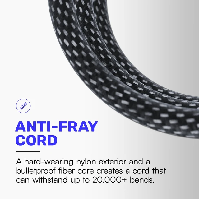 Alt view image 7 of 7 - Raycon Magic Spin Cable - 6.6 Feet 100W Fast Charging Type C to Type C Cable for iPhone 16, Samsung Galaxy S24, Google Pixel 7, OnePlus 11, iPad Pro, MacBook Air (Blue, 6.6 Feet)