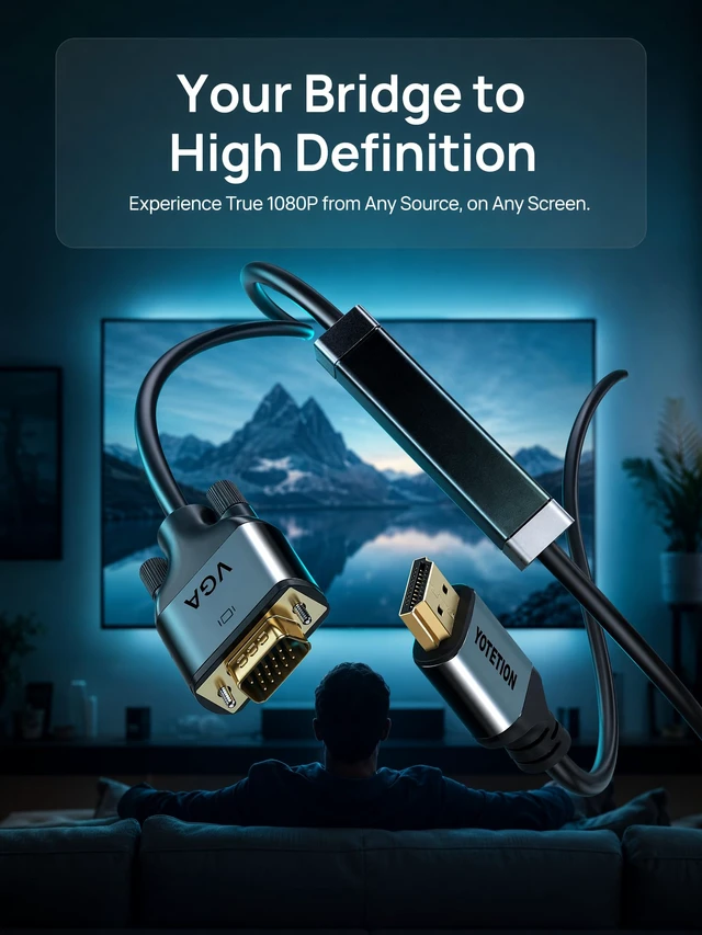 Alt view image 3 of 7 - HDMI to VGA 40Ft Cable with IC, Gold-Plated HDMI to VGA Compatible for Computer, Desktop, Laptop, PC, Monitor, Projector,HDTV, Raspberry Pi, Roku, Xbox and More, Green-Gray Aluminum Shell
