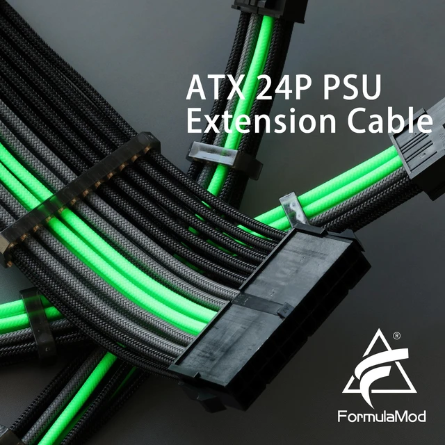Alt view image 3 of 7 - Formulamod Sleeve Extension Power Supply Cable Kit 18AWG ATX 24P+ EPS 8-P+PCI-E8-P with Combs for PSU to Motherboard/GPU Fm-NCK3 (Black Grey Green)