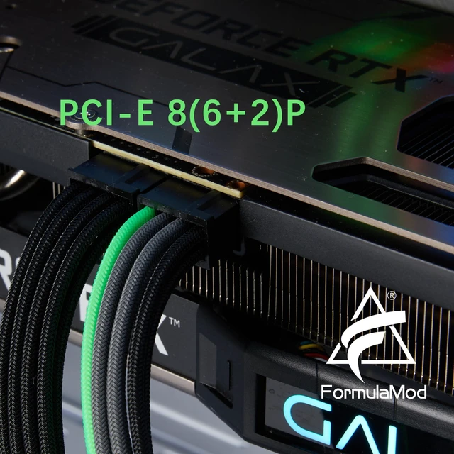 Alt view image 5 of 7 - Formulamod Sleeve Extension Power Supply Cable Kit 18AWG ATX 24P+ EPS 8-P+PCI-E8-P with Combs for PSU to Motherboard/GPU Fm-NCK3 (Black Grey Green)