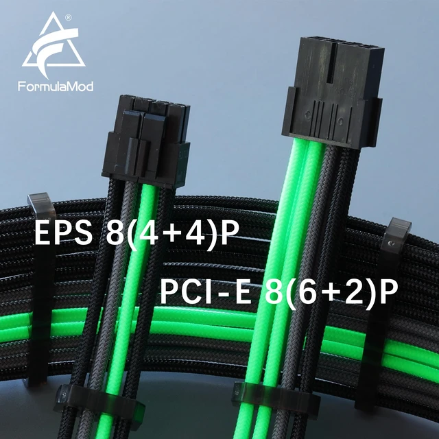 Alt view image 7 of 7 - Formulamod Sleeve Extension Power Supply Cable Kit 18AWG ATX 24P+ EPS 8-P+PCI-E8-P with Combs for PSU to Motherboard/GPU Fm-NCK3 (Black Grey Green)
