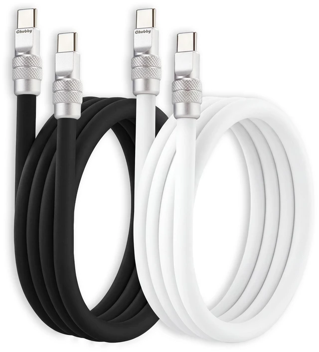 Main image of 240W Silicone USB C to C Cable, 2 Pack, Black+White, 6.6FT | For iPhone 18/17/16/15 Series, MacBook Pro/Air, iPad Pro/Air, Galaxy S26/S25/S24, Pixel, Couple Color Fast Charging Cable