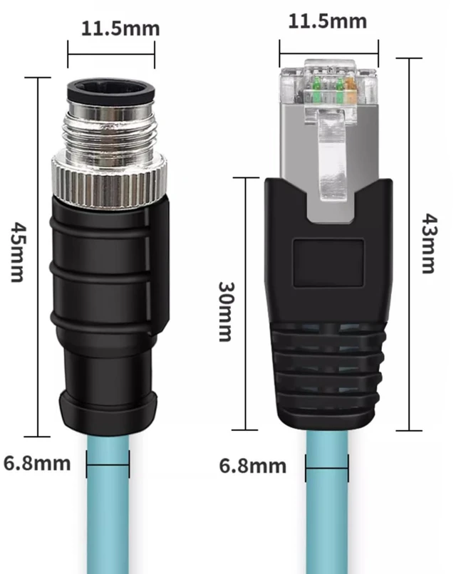 Alt view image 3 of 7 - 3.28ft M12 8 Pin X Code Male to RJ45 Male High Flex Cat6 Ethernet Cable, M12 8 Pin to RJ45 Industrial Connector Cable Shielded Field Wireable Cable Assembly for Automation Application 1Meter