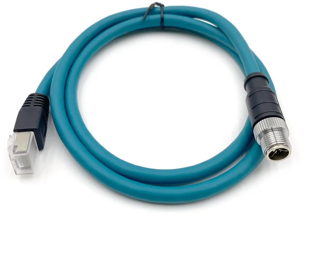 Alt view image 2 of 7 - 3.28ft M12 8 Pin X Code Male to RJ45 Male High Flex Cat6 Ethernet Cable, M12 8 Pin to RJ45 Industrial Connector Cable Shielded Field Wireable Cable Assembly for Automation Application 1Meter