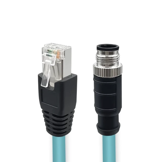 Alt view image 7 of 7 - 3.28ft M12 8 Pin X Code Male to RJ45 Male High Flex Cat6 Ethernet Cable, M12 8 Pin to RJ45 Industrial Connector Cable Shielded Field Wireable Cable Assembly for Automation Application 1Meter