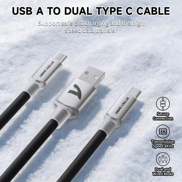 Alt view image 4 of 7 - ATTACK SHARK C08 Dual USB-C RGB Coiled Keyboard Cable, 8K Fast Charging Data Cable for Mechanical Gaming Keyboard & Mouse, Detachable Aviator Connector, Custom Type-C Cable for PC Gamer,Black
