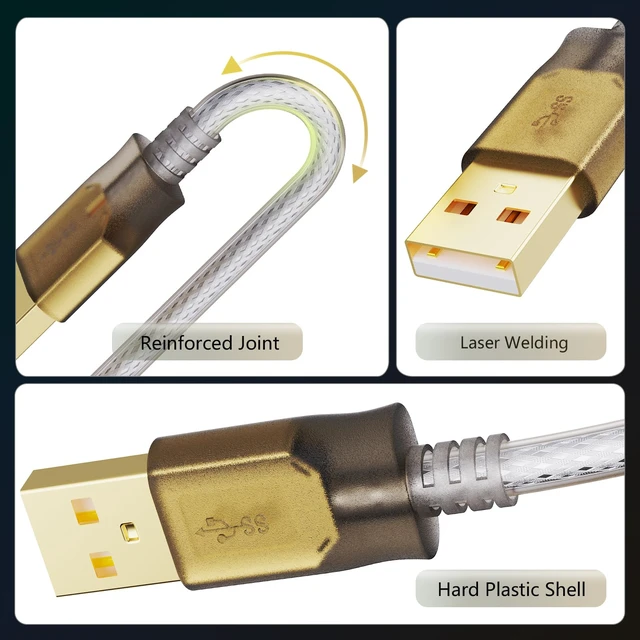 Alt view image 4 of 7 - Printer Cable 50Ft,2.0 Printer Scanner Cable Cord USB Type A Male to B Male High Speed for HP, Canon, Lexmark,Dell, Xerox, Samsung etc(50Ft/15M)