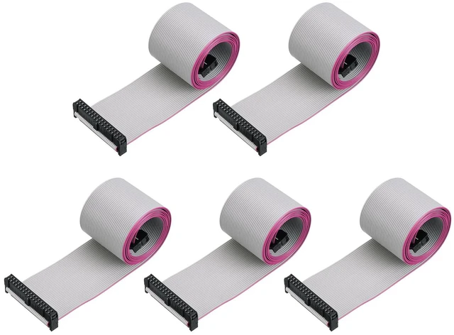 Main image of 5Pcs IDC Connector Flat Ribbon Cable 34 Pin 2.54mm Pitch 1m L | FC to FC Dual Female Connector Flat Ribbon Cable Wire for Industrial Electronics