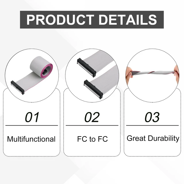 Alt view image 3 of 5 - 5Pcs IDC Connector Flat Ribbon Cable 34 Pin 2.54mm Pitch 1m L | FC to FC Dual Female Connector Flat Ribbon Cable Wire for Industrial Electronics