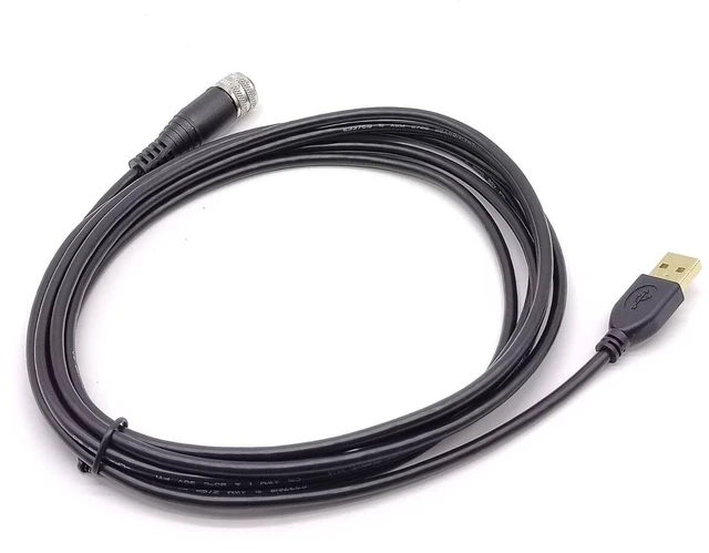 Alt view image 4 of 7 - M12 4 Pin A Code Female to USB 2.0 A Male M12 to USB Cable Assembly 3 Meters AWG26