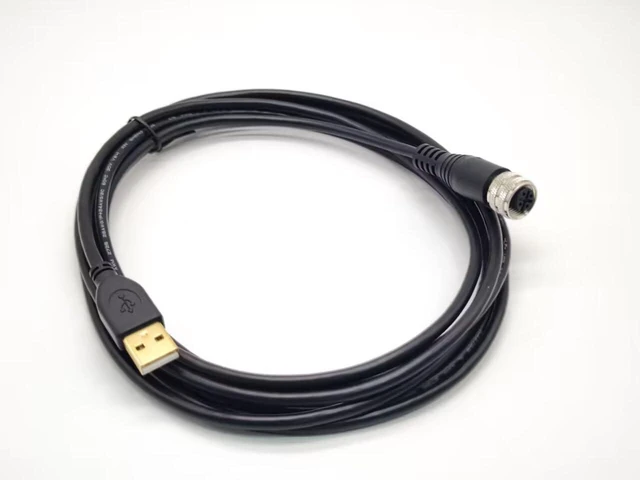 Alt view image 7 of 7 - M12 4 Pin A Code Female to USB 2.0 A Male M12 to USB Cable Assembly 3 Meters AWG26