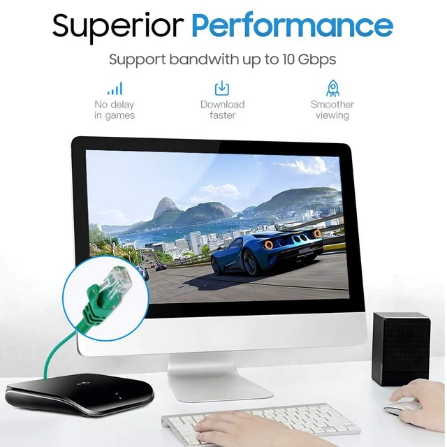 Alt view image 5 of 7 - Cat 6 Ethernet Cable 100 ft, Cat6 Patch Cables 10Gbps LAN Cable, 550MHz Network Cable, RJ45 Connectors, Compatible with Gaming Computer, Laptop, Modem, Router, HDTV, Gaming Console - Green