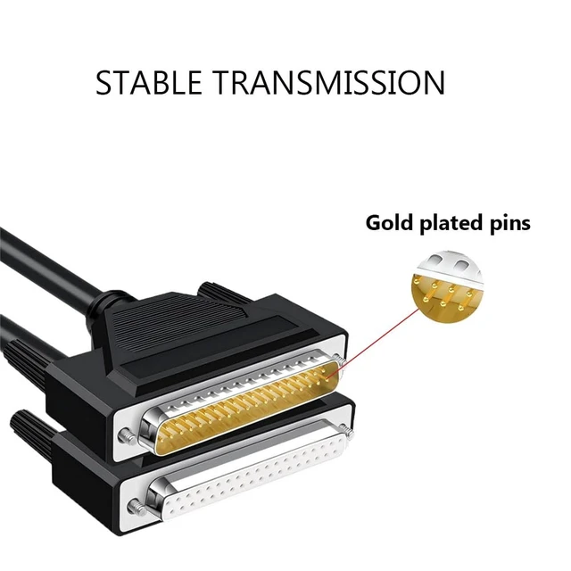 Alt view image 2 of 7 - 10Ft/3m DB37 28AWG Male to Female RS232 Serial Extension Cable | D-SUB 37 Pin Gold Plated Connector, Straight Through Cord, Compatible with PC Printers and Modems