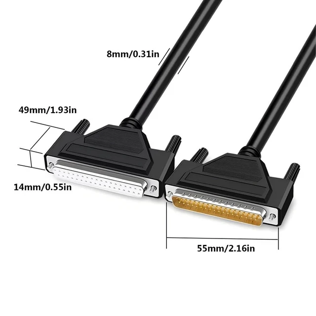 Alt view image 3 of 7 - 10Ft/3m DB37 28AWG Male to Female RS232 Serial Extension Cable | D-SUB 37 Pin Gold Plated Connector, Straight Through Cord, Compatible with PC Printers and Modems