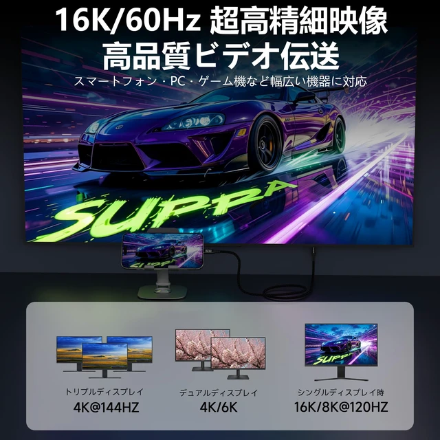 Alt view image 3 of 5 - Smoizheff 0.5m USB-C to USB-C Cable 80Gbps 240W PD 3.1, USB4 v2.0 Data Charging Cable with 16K@60Hz Video Output, Compatible with Thunderbolt 4/3, for Laptops, Monitors, SSDs, 1.6FT