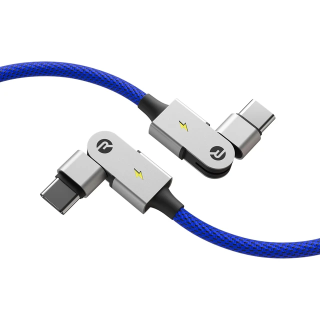 Alt view image 2 of 7 - Raycon Magic Spin Cable - 6.6 Feet 100W Fast Charging Type C to Type C Cable for iPhone 16, Samsung Galaxy S24, Google Pixel 7, OnePlus 11, iPad Pro, MacBook Air (Blue, 6.6 Feet)