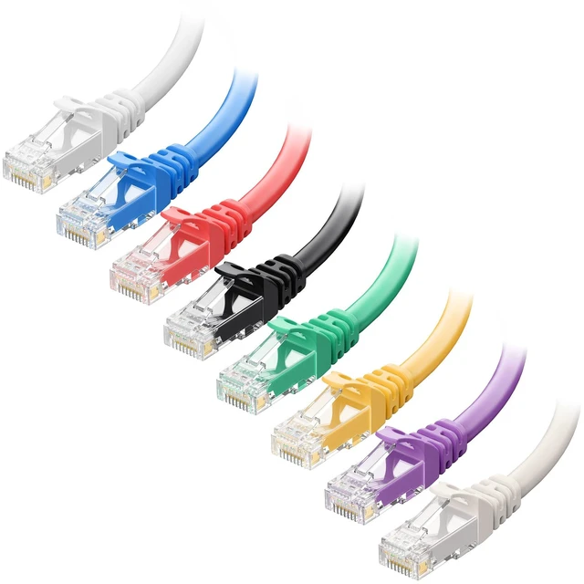 Main image of Cable Matters 1Gbps 8-Pack Snagless Cat 5e Ethernet Cable, 10ft, Multicolor | 24 AWG Bare Copper, Gigabit Ethernet, Cat5e Cable, Cat5e Ethernet Cord