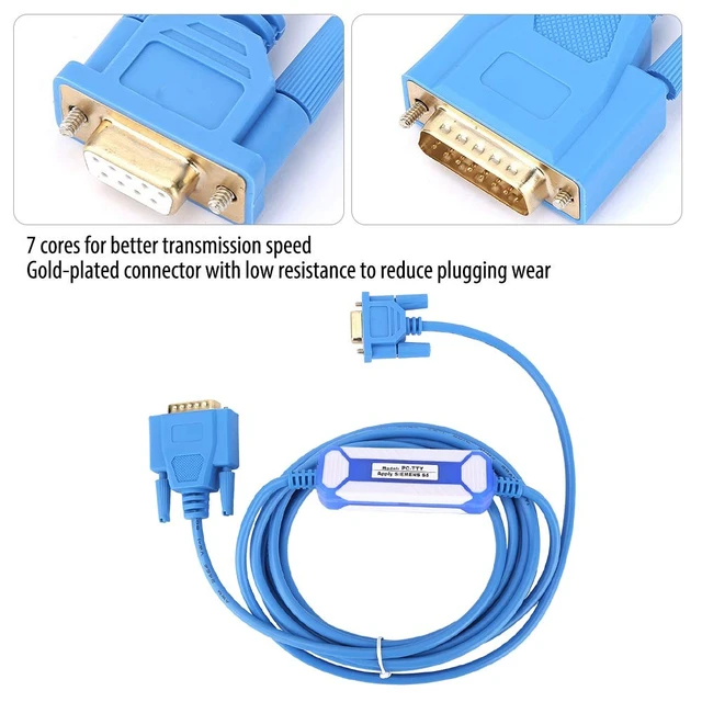 Alt view image 2 of 7 - Fafeicy Programming Cable for 6ES5734-1BD20 S5 Series PLC, PC to USB Adapter, 7 Core Insulated PVC Cable Blue