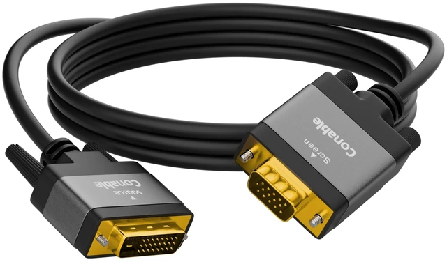Main image of DVI to VGA Cable 25 FT, Uni-Directional DVI-D 24+1 to VGA Cord, Aluminum | Pure Copper Conductor, Gold-Plated Connectors, 1080P Full HD for HDTV, PC, Host, Laptop, Monitor, Projector, Black, OD:6.0mm