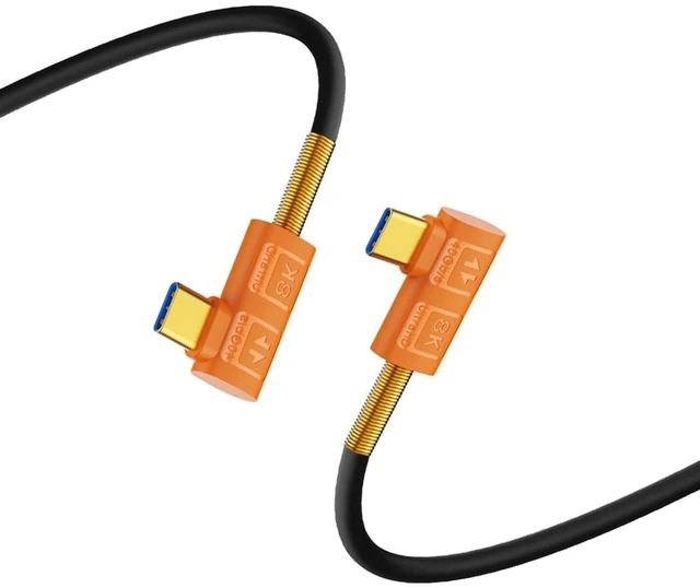 Main image of USB 4.0 Type C Silicone Cable 2ft, 40Gbps Data, PD 240W Charging, 8K 6K@60Hz 4K@240Hz Dual 4K@60Hz, Dual Left Right Angle Male Port for Thunderbolt 4/3, Gaming Monitor, PC