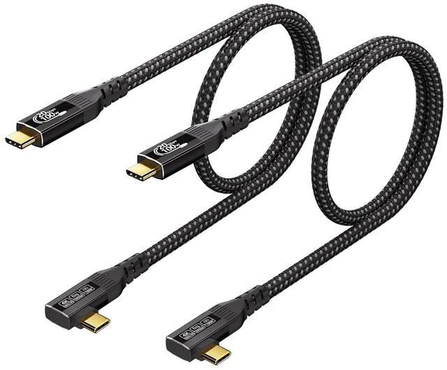 Main image of 2Pack 90 Degree USBC Cable 1.6ft,Thunderbolt 3 Compatible, 100W, 20Gbps, 4K | 90 degree connector fits tight spots, for laptops, docks, supports charging, data transfer and 4K video output.