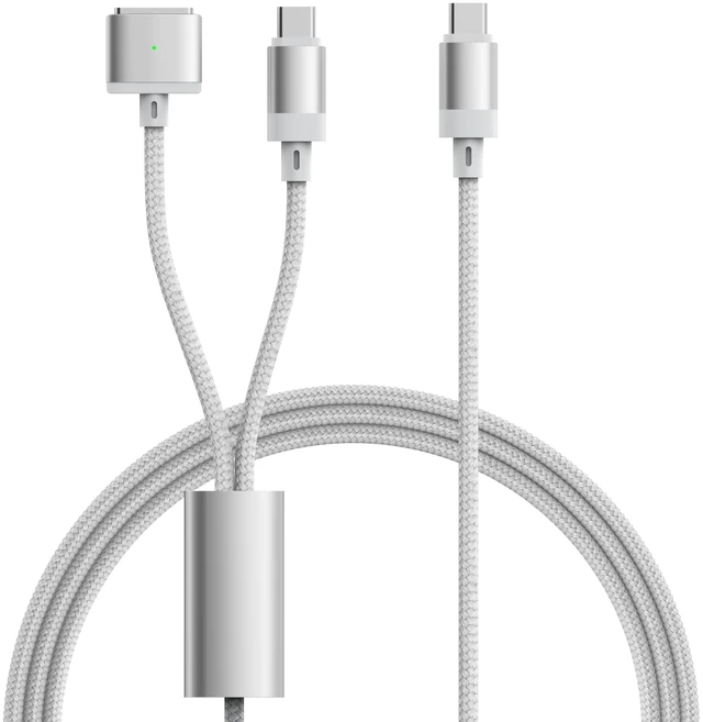 Main image of 2-in-1 Magnetic 3 & USB C Charging Cable 6.6FT for MacBook Air/Pro | 100W Dual Ports, M5/M4/M3/M2 Mac Book Charger Cord for Travel, Laptop, iPad, Phone