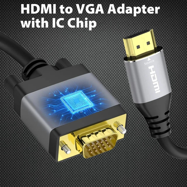 Alt view image 7 of 7 - HDMI to VGA Cable 6ft, Adapter Cord, 1080P 60Hz | Secure Latch and IC Chip Plug & Play HDMI to VGA Converter Cable for Monitor, Projector, PC, Laptop, Desktop, Xbox, PS3