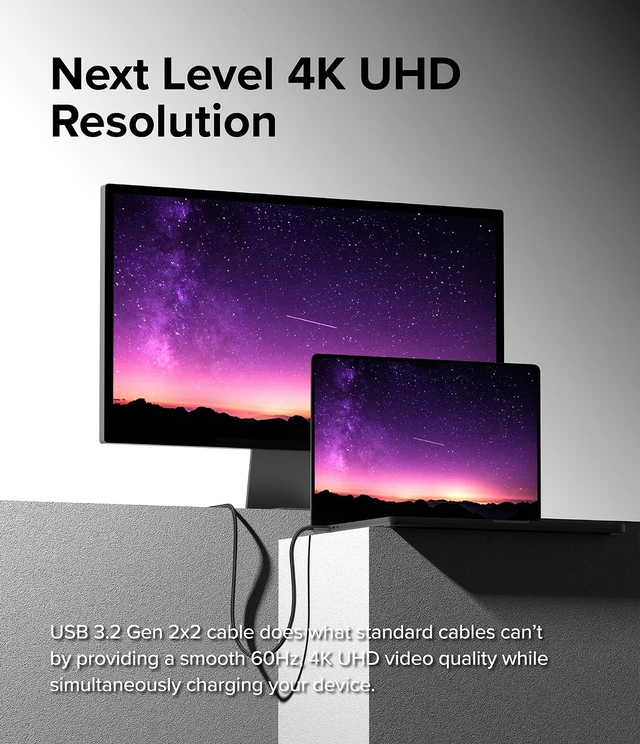 Alt view image 7 of 7 - USB C to USB C Cable 3.2 Gen 2x2 20Gbps Data Transfer (6.6 FT) | Black, 240W Fast Charging Charger Cord Compatible with iPhone, Galaxy, Pixel, Laptops and Tablets