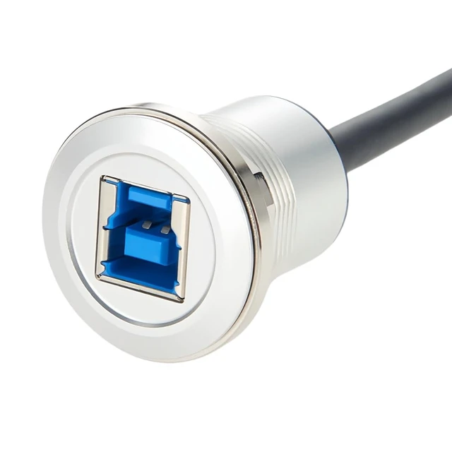 Alt view image 4 of 7 - Single Port USB Type B 3.0 Flush Mount Printer Cable Aluminium Superspeed USB B 3.0 Male to Female Round Dash Mount Extension Cord for Dashboard Sync Printing and Data Transferring(0.3M/1FT) (USB 3.0)
