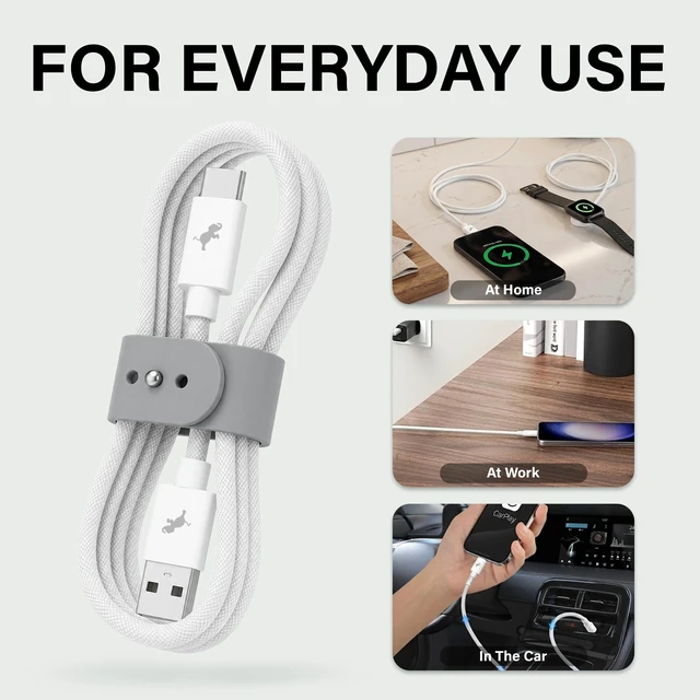 Alt view image 7 of 7 - POWERKNIT USB-A to USB-C Cable 2M/6.6FT, Durable Fast Charging Cord | Type C Fast Charging Cable with Cable Strap, Compatible with Apple iPhone 18/17/16/15, Samsung, MacBook Air/Pro/Max 2018-2022
