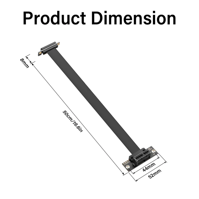 Alt view image 7 of 7 - PCIe 4.0 X1 Riser Cable 90 Degree PCI-E 1X Male to Female Riser Extension Cord (50CM)