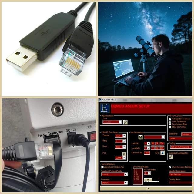 Alt view image 2 of 7 - RJ45 Control Cable for Skywatcher and Orion Mount, for Heq5 pro, Azeq5, Azeq6, Eq6-R, Eq6-R Pro, EQ8-R and Orion Sirius Mount, Eqmod USB Console Cable for Skywatcher GOTO Mount, 6 FT