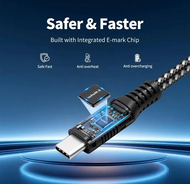 Alt view image 4 of 7 - 30 FT USB C to USB C Cable 60W, 480Mbps Data Transfer Type C Fast Charging Cord, Long Nylon Braided C to C Power Cable for iPhone 17 16 15, MacBook, iPad, Pixel, Samsung, Android