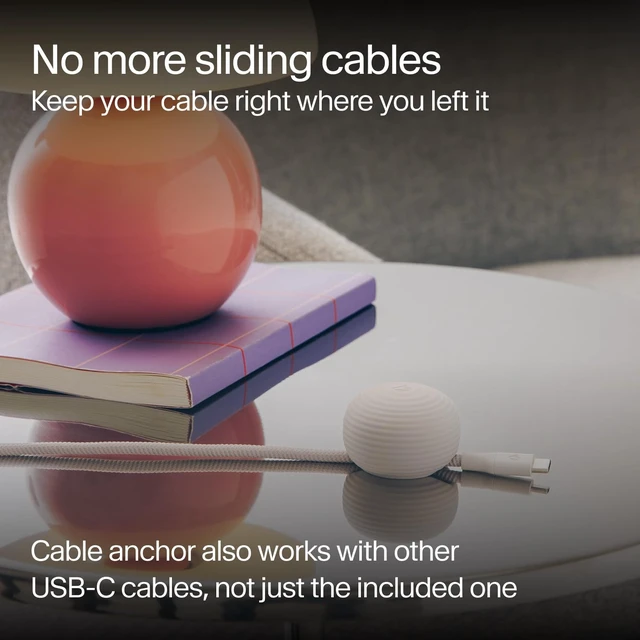 Alt view image 3 of 6 - CableStay USB-C Cable & Weighted Anchor Charging Cable, Slate | 5-ft (1.5 m) USB-C to USB-C 60W Charging Cable, Desk Cable Holder for iPhone, iPad, AirPods, MacBook Air, and More