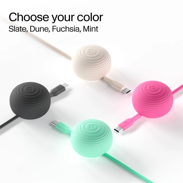 Alt view image 6 of 6 - CableStay USB-C Cable & Weighted Anchor Charging Cable, Slate | 5-ft (1.5 m) USB-C to USB-C 60W Charging Cable, Desk Cable Holder for iPhone, iPad, AirPods, MacBook Air, and More