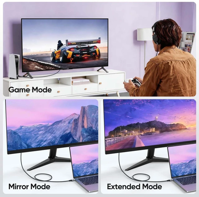Alt view image 6 of 7 - HDMI 2.1 Cable 8FT 5Pack,High Speed Shielded HDMI TV Cord CL3 Rated HDCP2.2 | 8K HDMI Computer Monitor Cable Braided,VRR eARC HDR10+ HDCP 2.3 for PCHDTV,Fire TV Stick,PS4 PS5 Laptop,Projector,Soundbar
