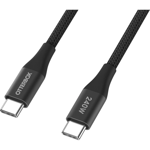 Alt view image 2 of 4 - 240W USB-C 6ft Extended Power Fast Charging Cable - Black | Braided Design w/ Flexible Silicone Core, Cable Organizing Loop, USB-C to USB-C Charging Cable for Phones, Laptops & Tablets