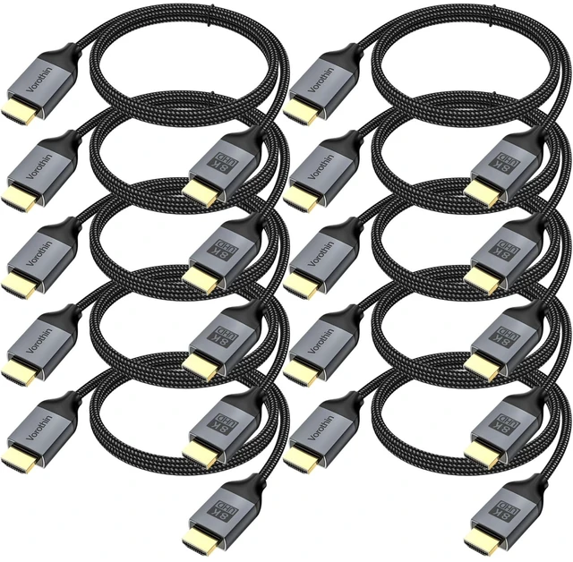 Main image of HDMI 2.1 Cable 6 FT 10-Pack,Shielded High Speed 8K HDMI TV Cable,CL3 Rated | HDMI Computer Gaming Monitor Cord Support eARC/ARC 48Gbps,4K@144Hz/120Hz,HDR10+,HDCP 2.2/2.3,3D for TVSoundbar,Roku,PS5PS4