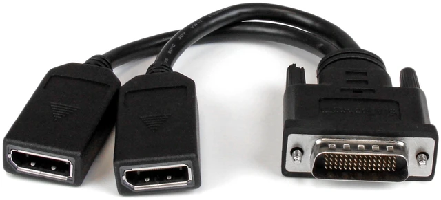 Main image of DMS-59 to DisplayPort - 8in - DMS 59 to 2x DP - Y Cable - DMS-59 Adapter - DisplayPort Splitter Cable - LFH Cable (DMSDPDP1),Black