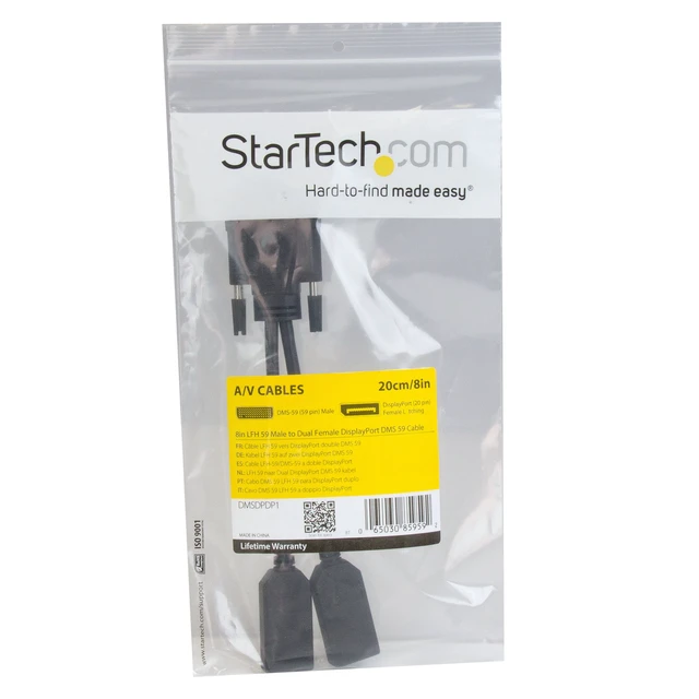 Alt view image 6 of 6 - DMS-59 to DisplayPort - 8in - DMS 59 to 2x DP - Y Cable - DMS-59 Adapter - DisplayPort Splitter Cable - LFH Cable (DMSDPDP1),Black