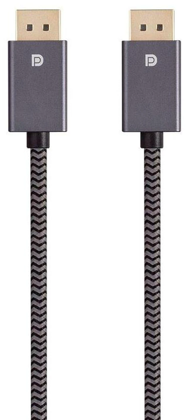 Main image of DisplayPort 1.4 EasyPlug Nylon Braided Cable - 12 Feet - Gray | Up to 32.4 Gbps, 8K@60Hz, DPCP, HDCP, 3D Video, HBR3, DSC 1.2